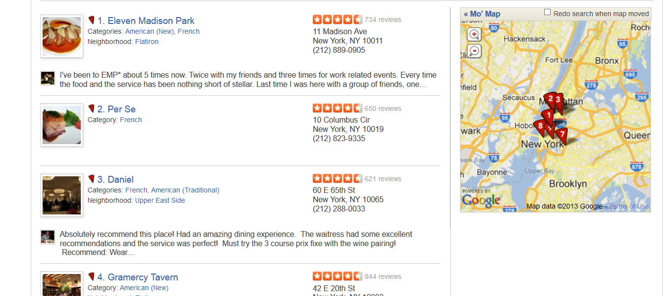 Yelp Search Results